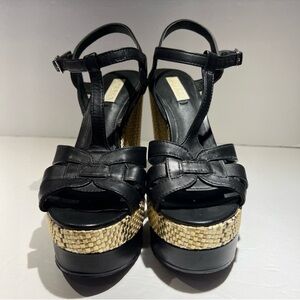 LAUREN RALPH LAUREN LEATHER WEDGES SANDALS SHOES SIZE 9 MSRP $160 BRAND NEW